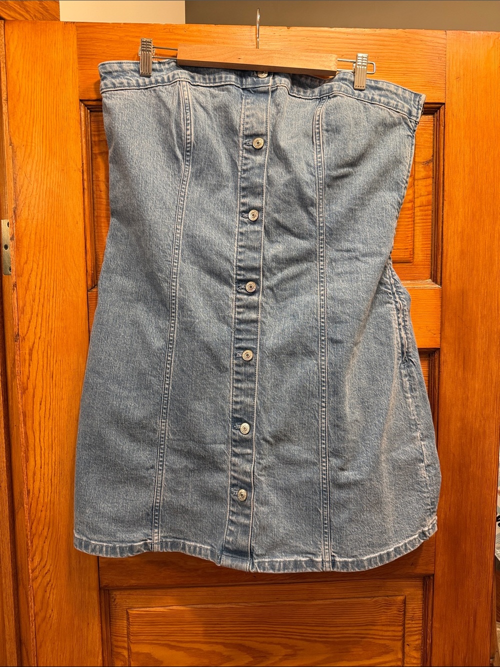 Abercrombie & Fitch Light Blue Strapless Denim Dress